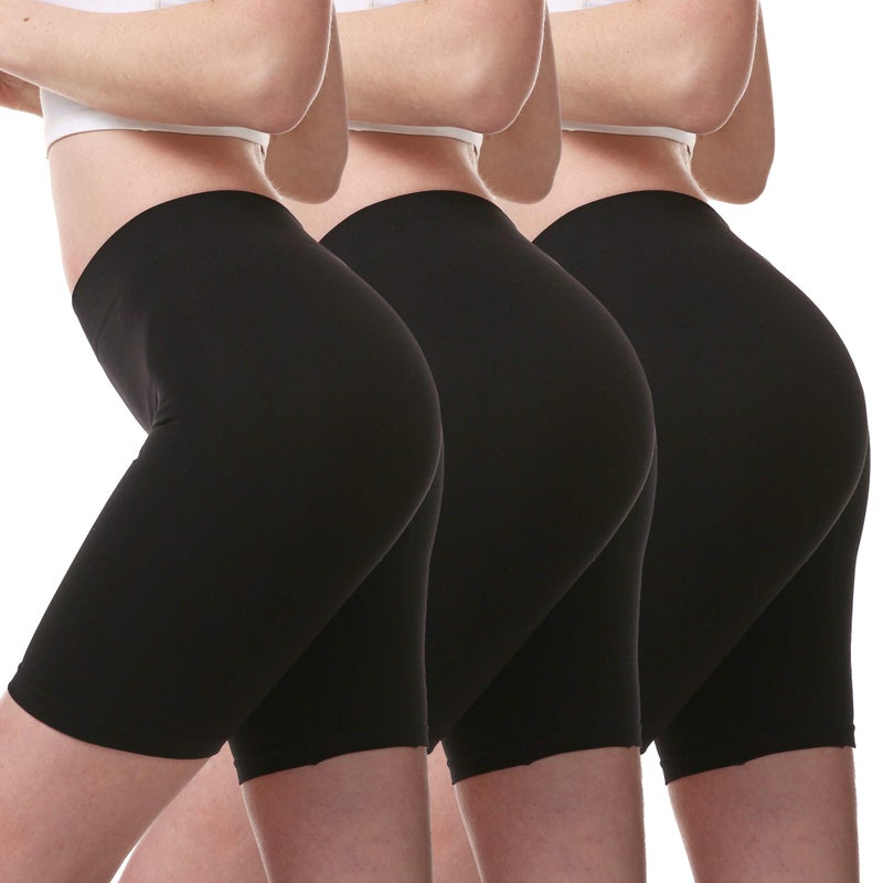 MELERIO Women's Slip Shorts, Comfortable Boyshorts Panties, Anti-chafing Spandex Shorts for Under Dress (3 Black, 12-14) - Image 1